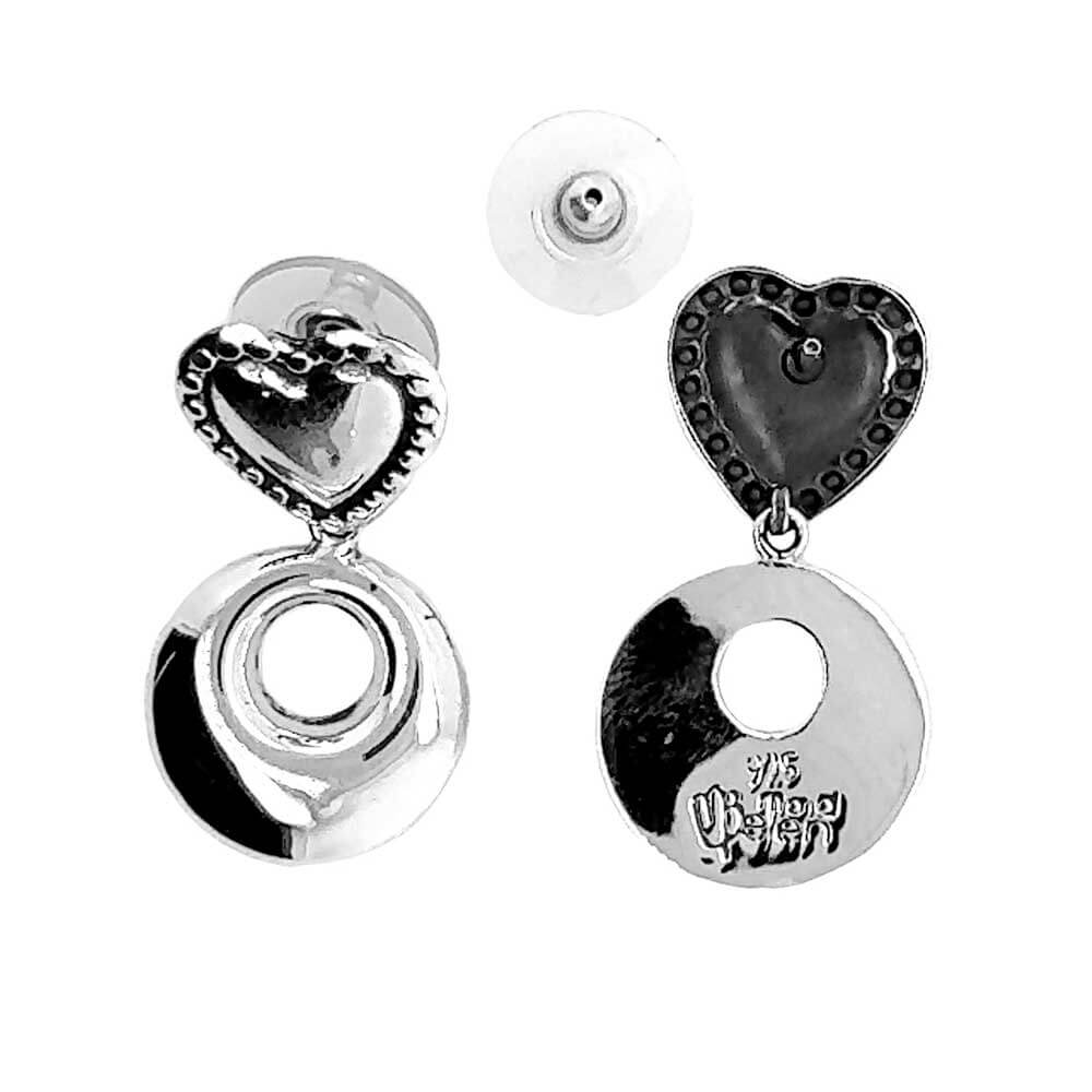 Heart and Donut Silver Earrings