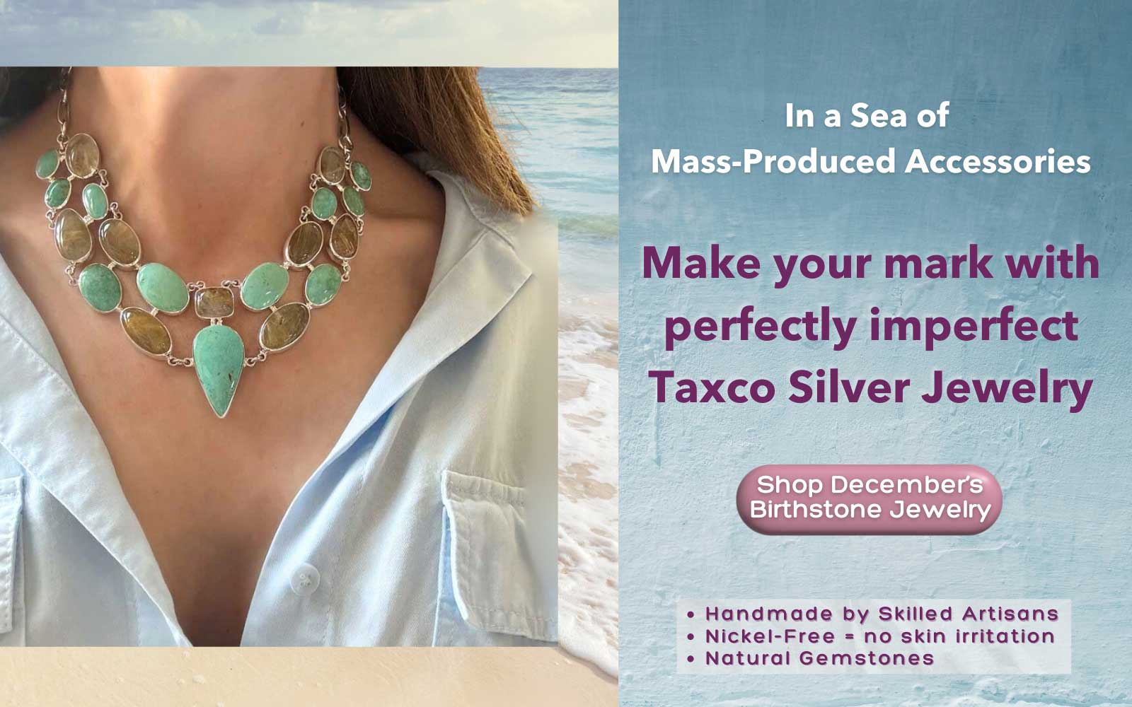 December's Birthstone Turquoise Jewelry Banner