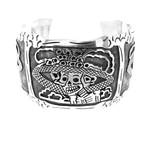 La-Catrina-Silver-Cuff-Bracelet-front-Nueve-Sterling