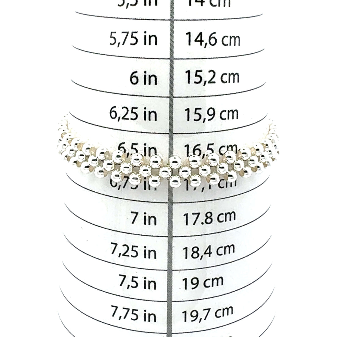 Large Triple Row Silver Elastic Bracelet measurement