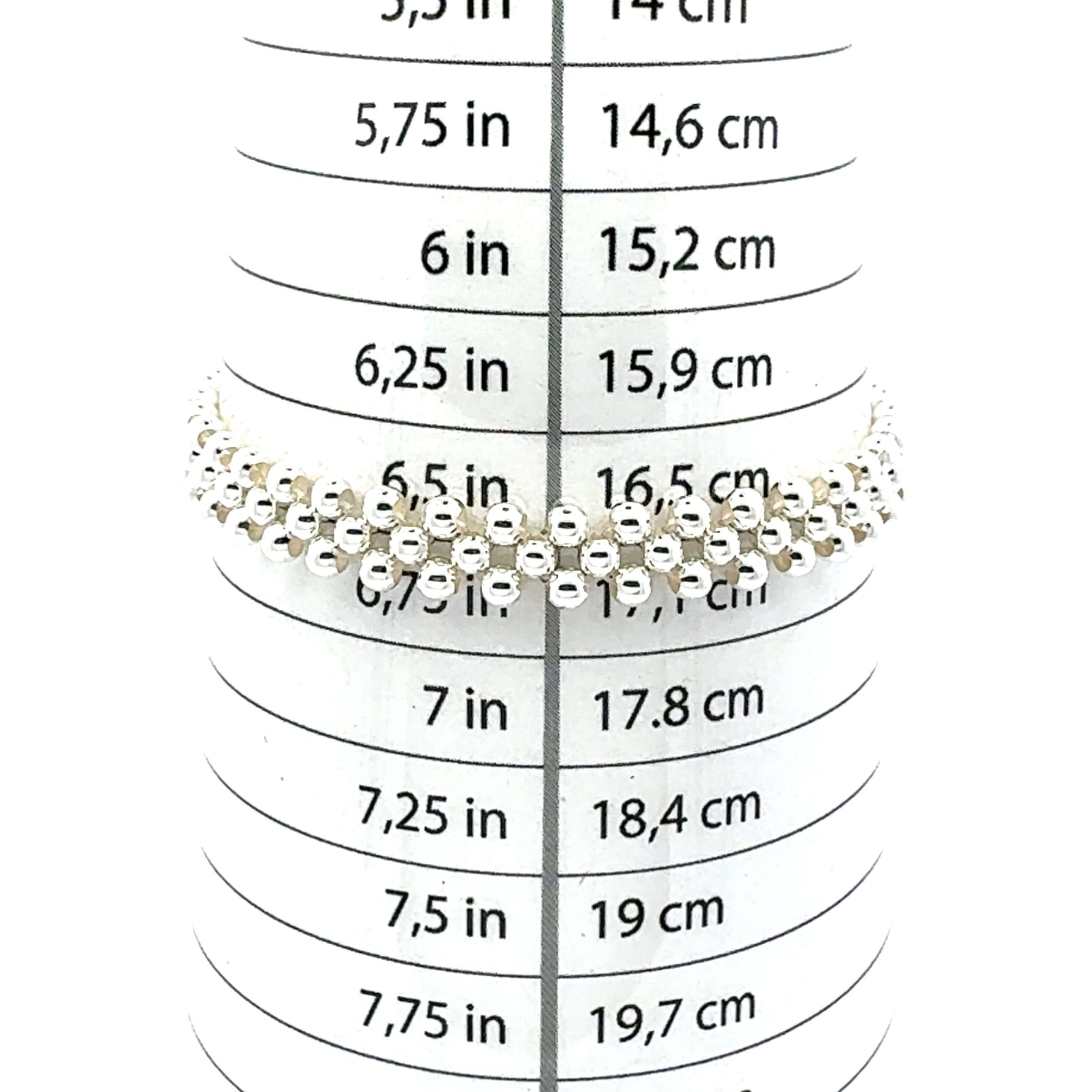 Large Triple Row Silver Elastic Bracelet measurement