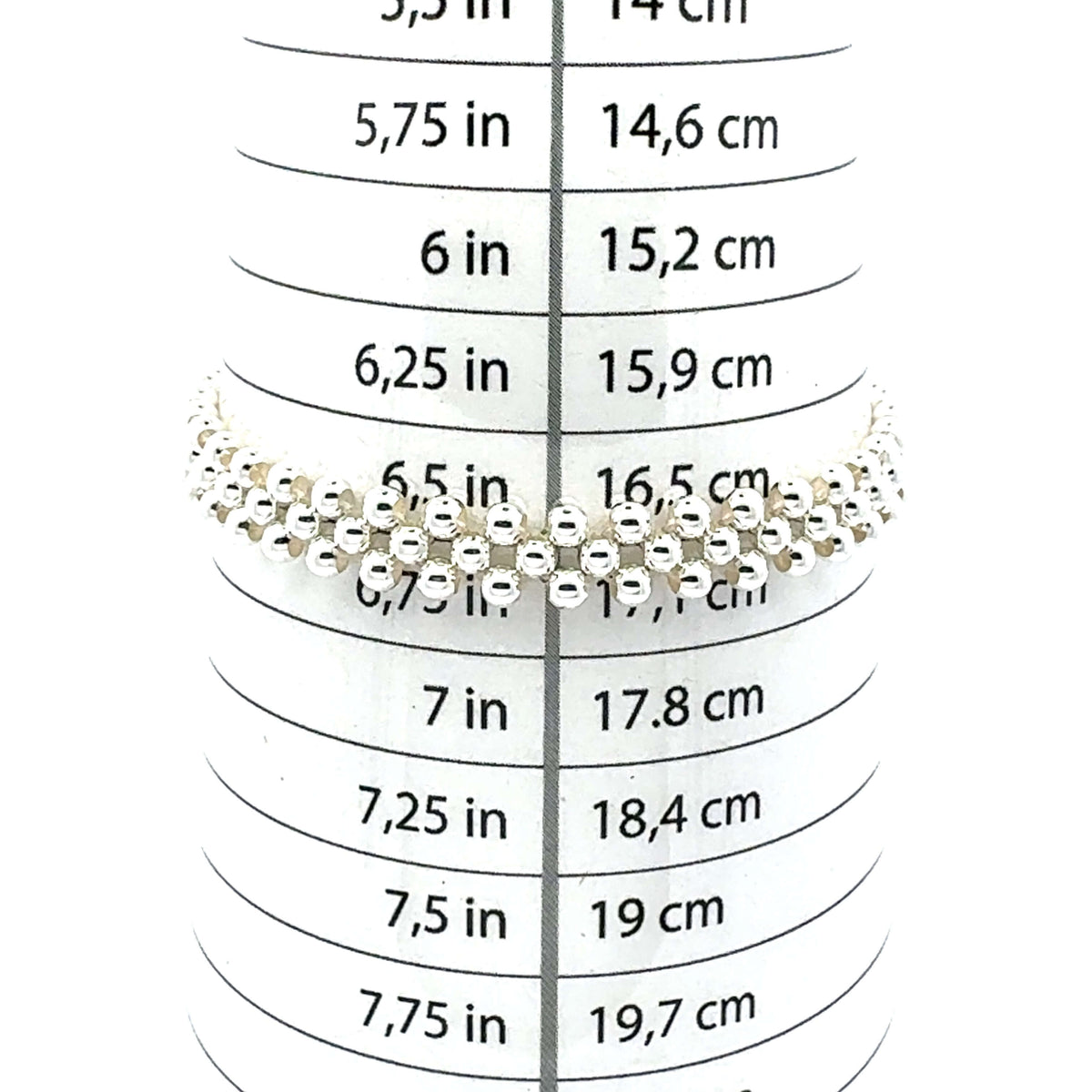 Large Triple Row Silver Elastic Bracelet measurement