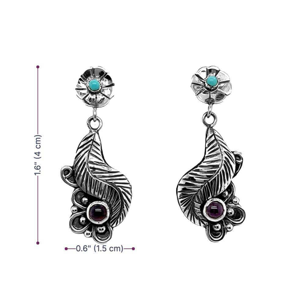 Leaf-and-Flower-Silver-Earrings-measurements-Nueve-Sterling