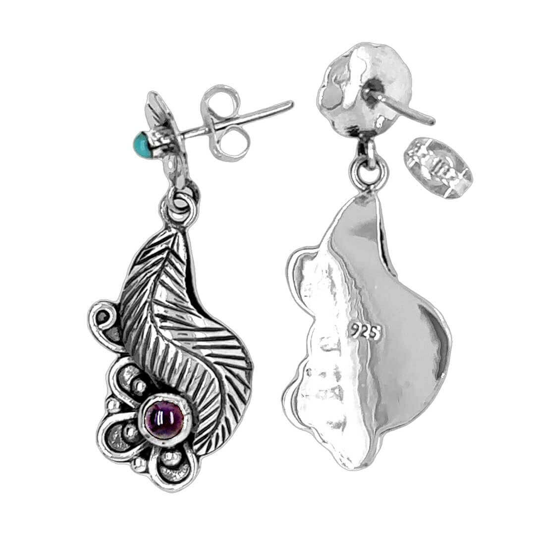 Leaf-and-Flower-Silver-Earrings-top-Nueve-Sterling