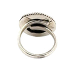 Round silver ring from the back  on a white background