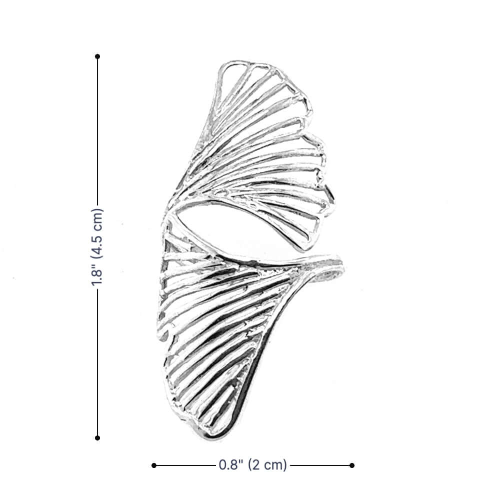 Long-Mexican-Silver-Ginkgo-Leaves-Ring-measurements-Nueve-Sterling