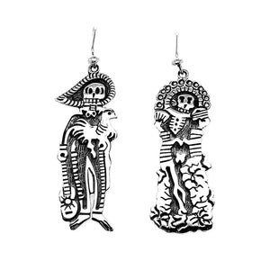 Charro-Skeleton-Couple-Silver-Earrings-front-Nueve-Sterling