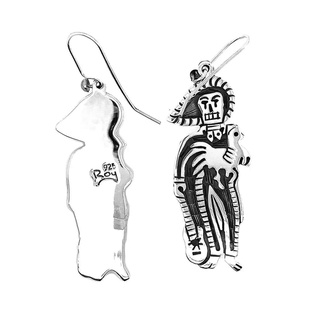 Charro-with-Rooster-Silver-Earrings-back-Nueve-Sterling