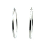 6.5 cm silver hoop earrings on a white background