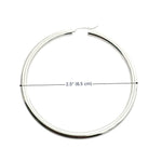 6.5 cm silver hoop earring with measurement label on a white background