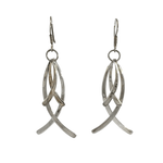 Pair of silver earrings on a white background