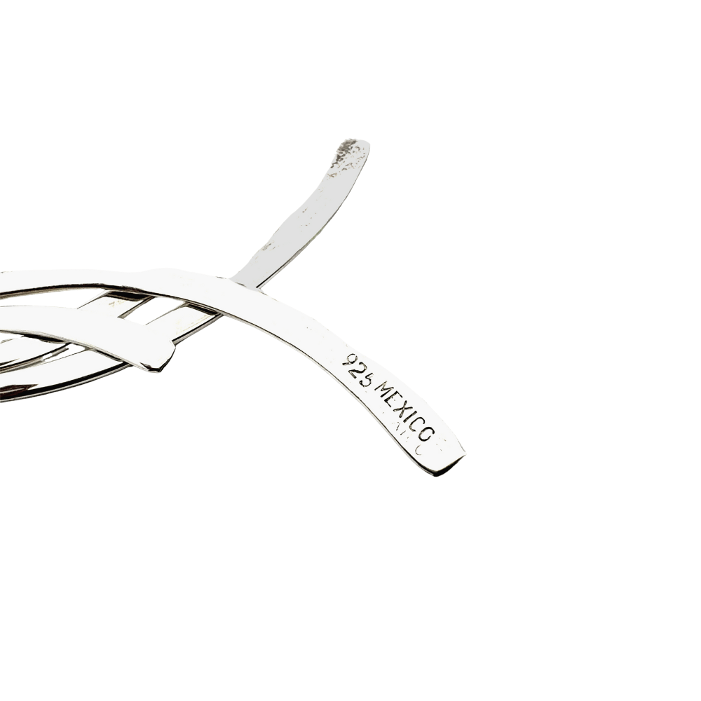 Silver ring with '925 Mexico' stamp on a white background