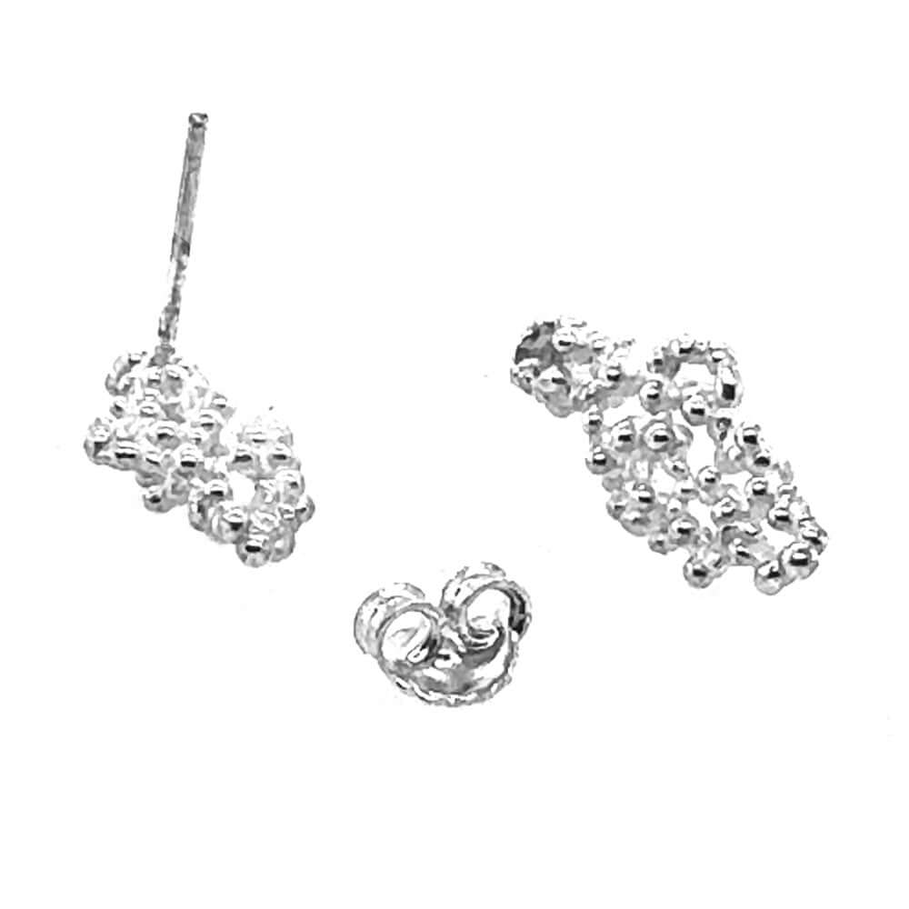 Modern-Silver-Caviar-Post-Earrings-flat-Nueve-Sterling