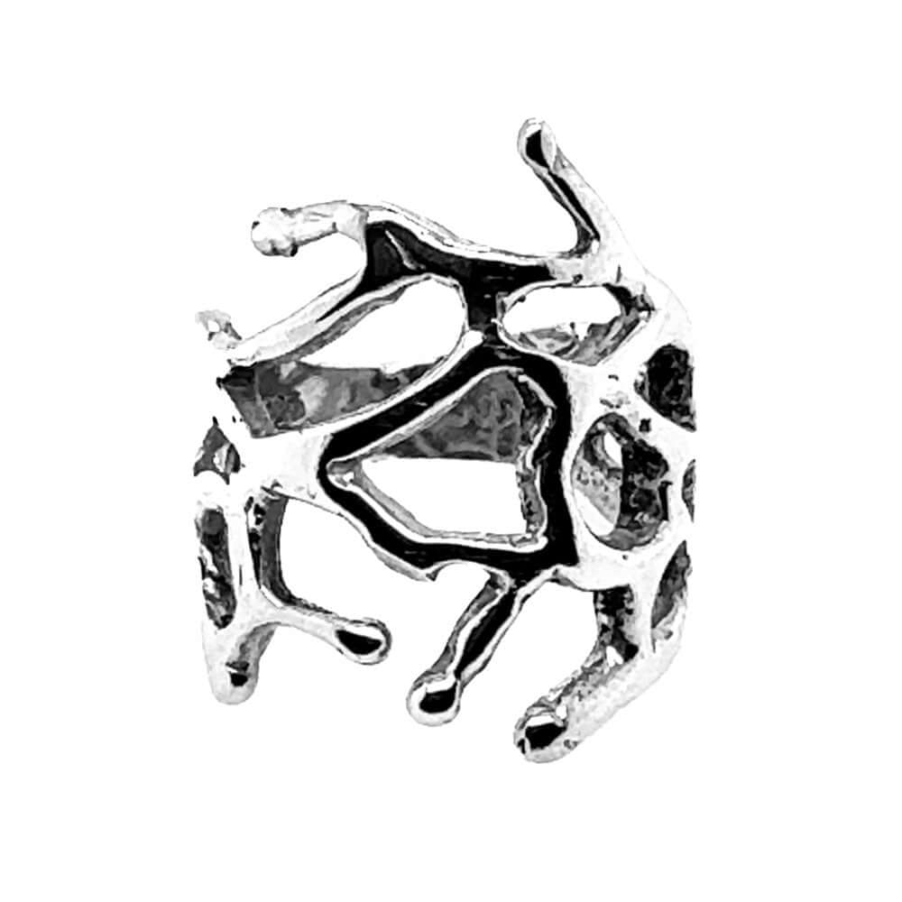 Modern-Taxco-Silver-Ring-front-Nueve-Sterling
