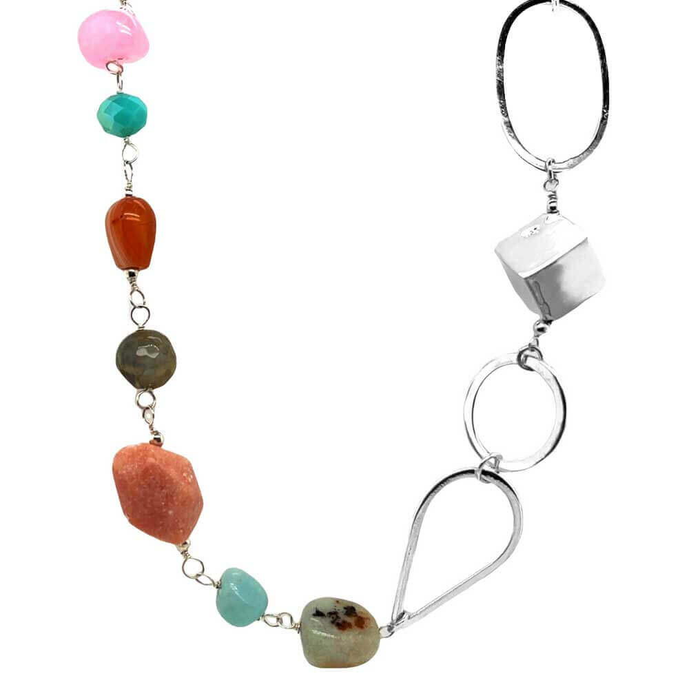 Multi-Gemstones-Silver-Necklace-front-Nueve-Sterling