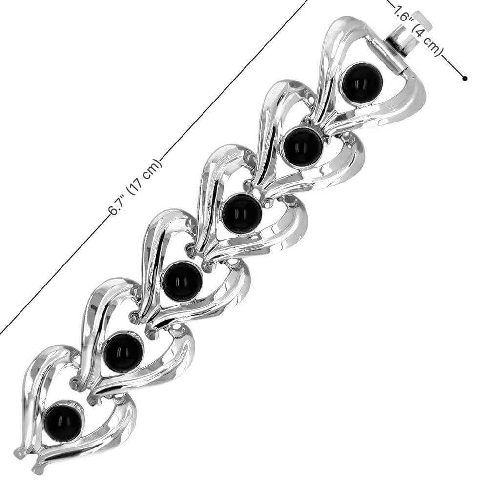 Onyx Cabochon Sterling Silver Statement Bracelet