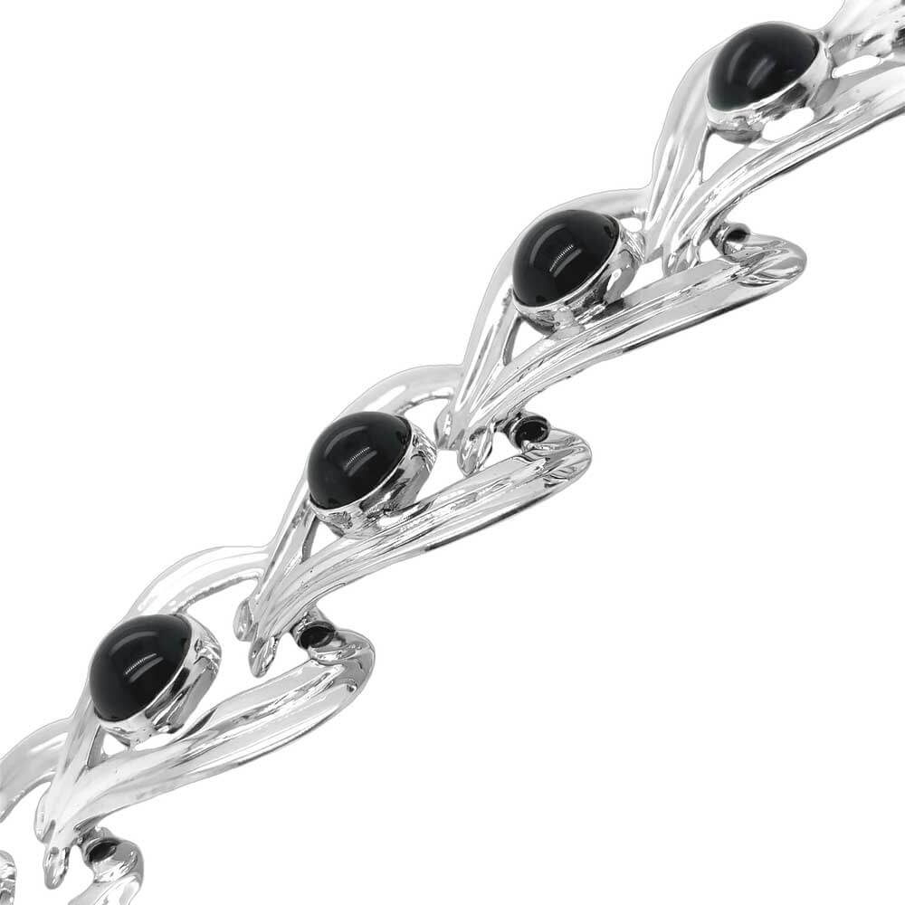 Onyx Statement Silver Bracelet side Nueve Sterling