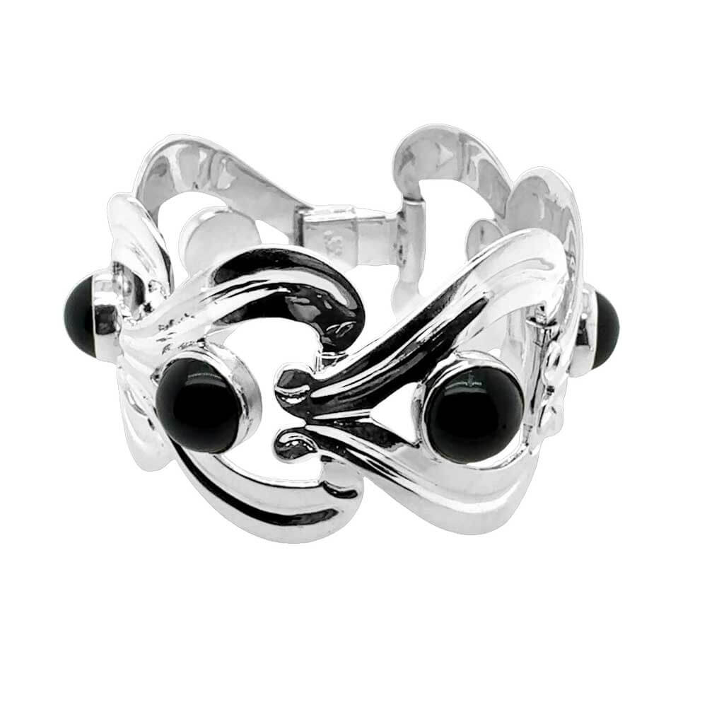 Onyx Statement Silver Bracelet front Nueve Sterling