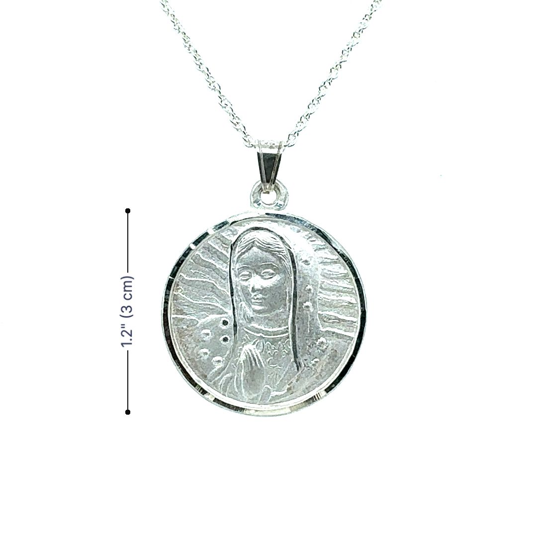 Lady o fGuadalupe Silver Pendant measurements
