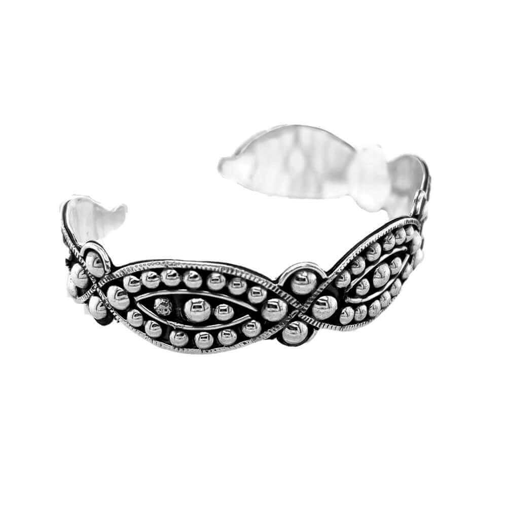 Oval-Beads-Silver-Cuff-Bracelet-left-Nueve-Sterling