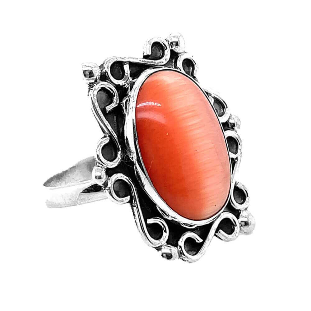 Oval-Orange-Cats-Eye-Silver-Ring-side-Nueve-Sterling