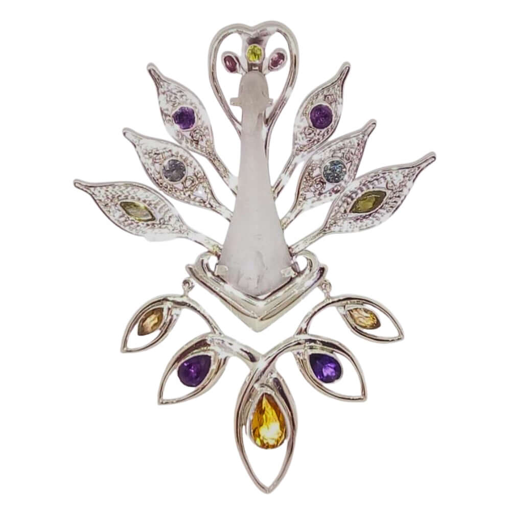 950 silver peacock pendant with gemstones
