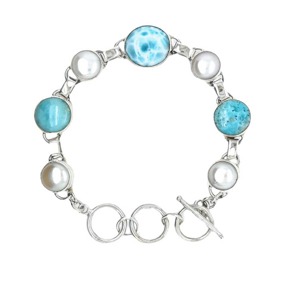 Round-Larimar-and-Pearl-950-Silver-Bracelet-top