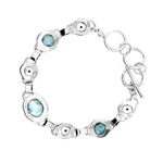 Round Larimar and Pearl 950 Silver Bracelet back