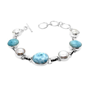 Round-Larimar-and-Pearl-Taxco-Silver-Bracelet front