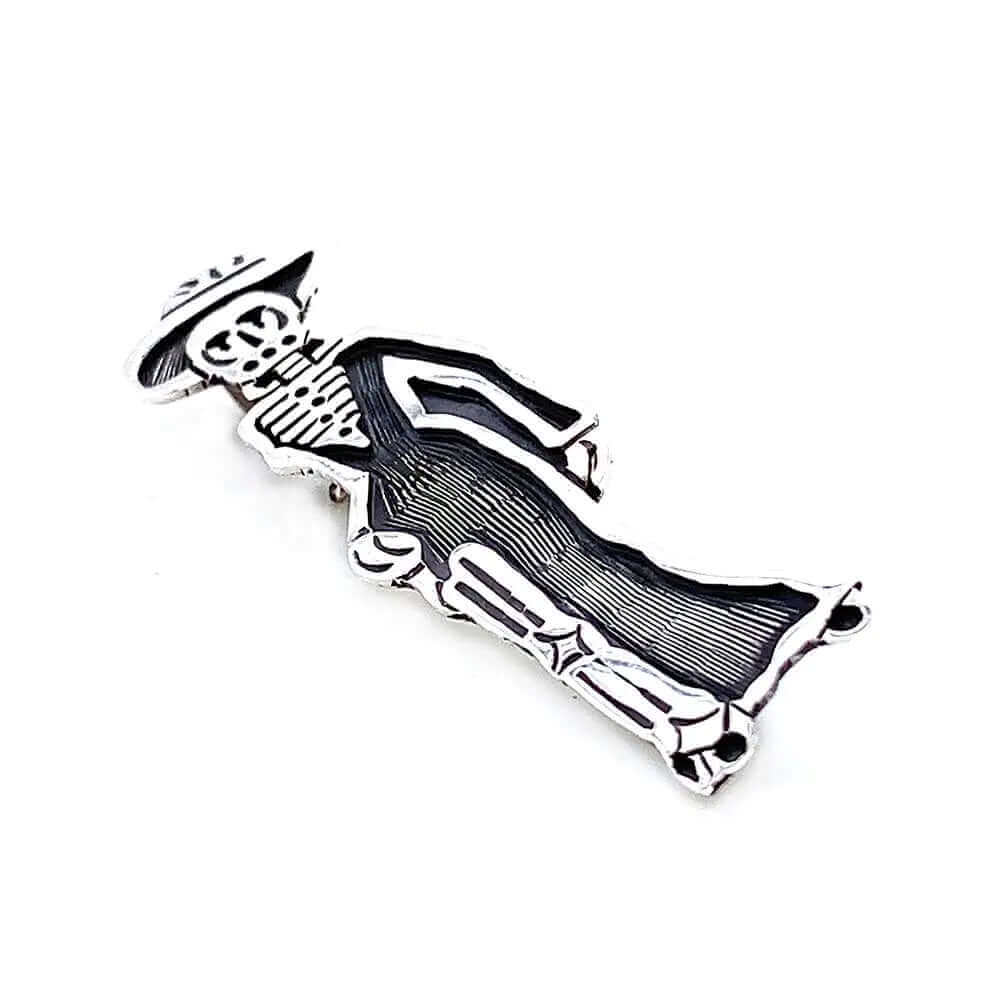 Sexy-Catrina-Silver-Pin-Pendant-side-Nueve-Sterling