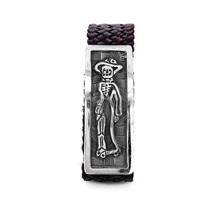     Silver-Catrina-Leather-Bracelet-front-Nueve-Sterling