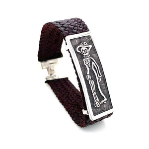 Silver-Catrina-Leather-Bracelet-side-Nueve-Sterling