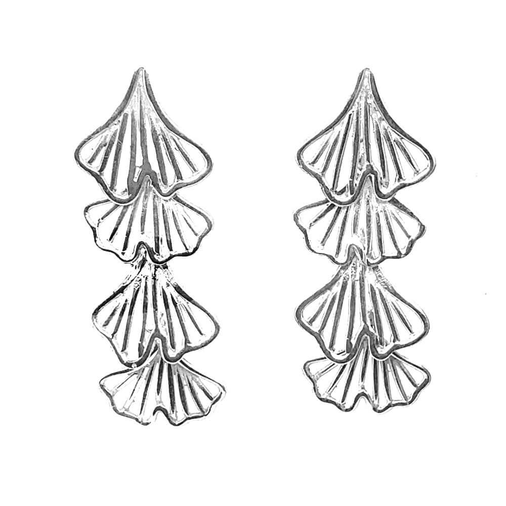 Silver-Ginkgo-Leaves-Linked-Post-Earrings-front-Nueve-Sterling
