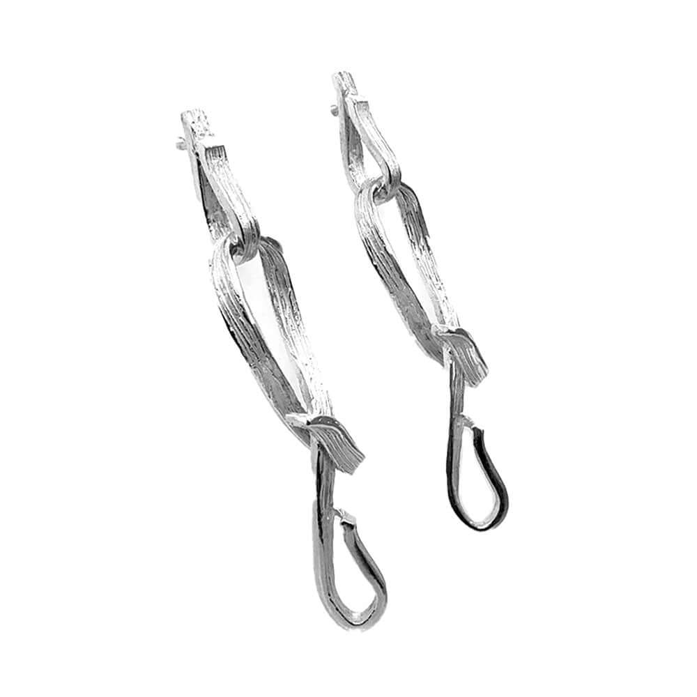 Silver-Twisted-Long-Dangle-Post-Earrings-side-Nueve-Sterling