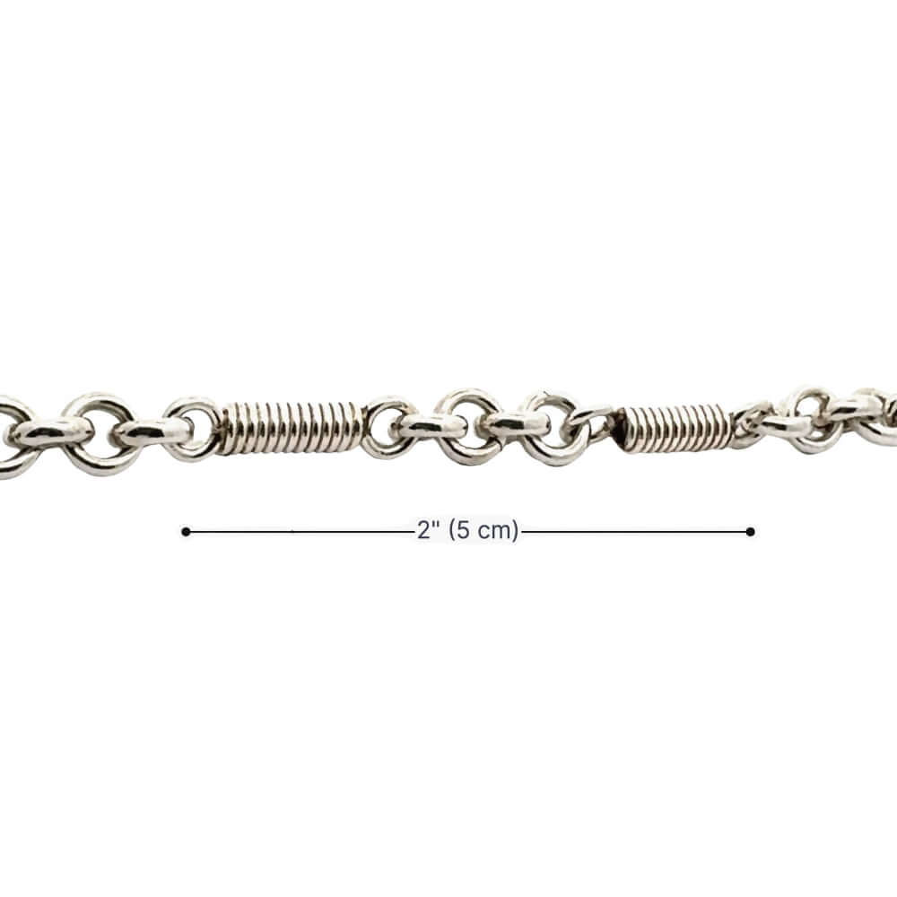 Silver Bracelet from Taxco with measurements in white background