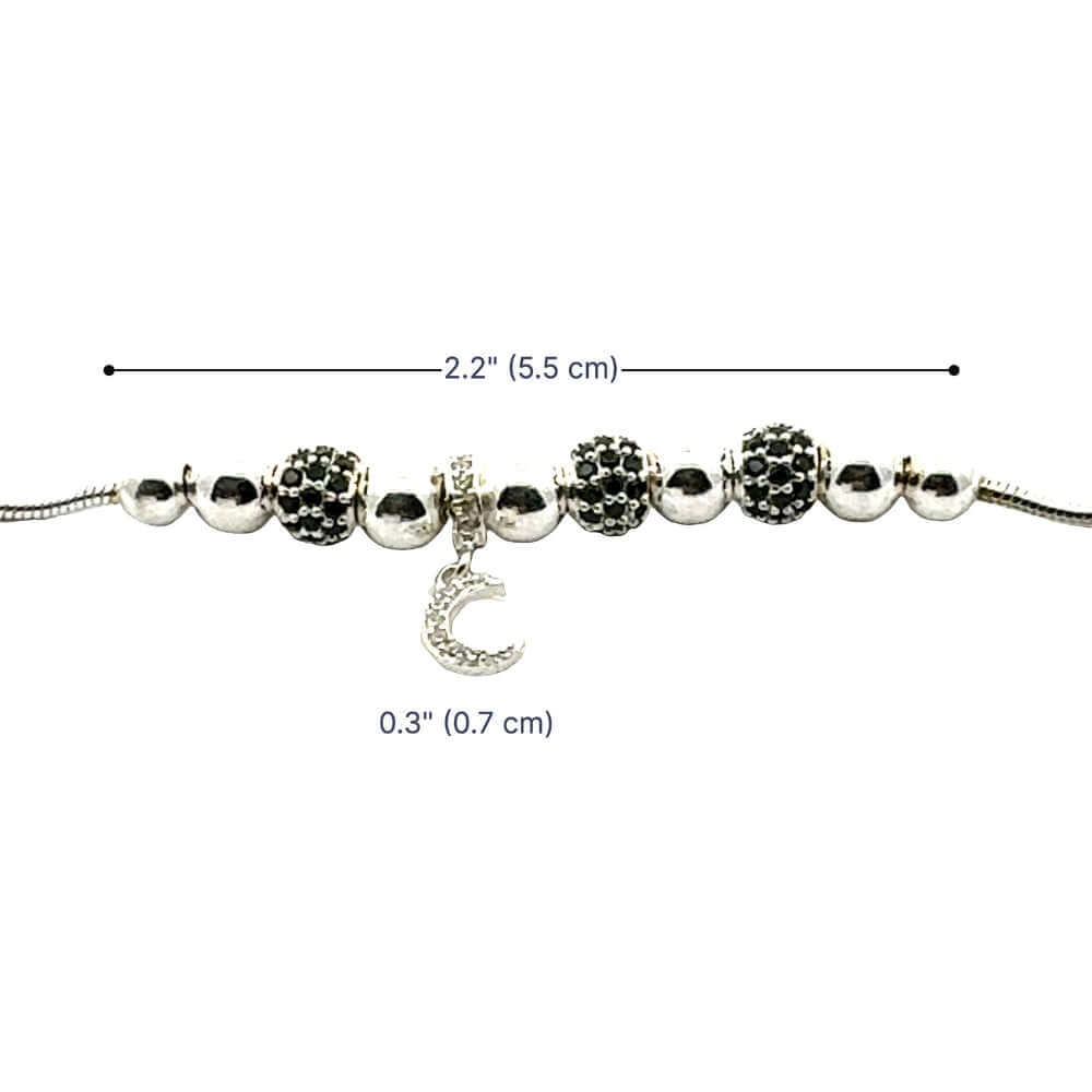 Bracelet with measurements on a white background