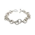 Silver chain bracelet on a white background