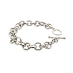 Silver chain bracelet on a white background