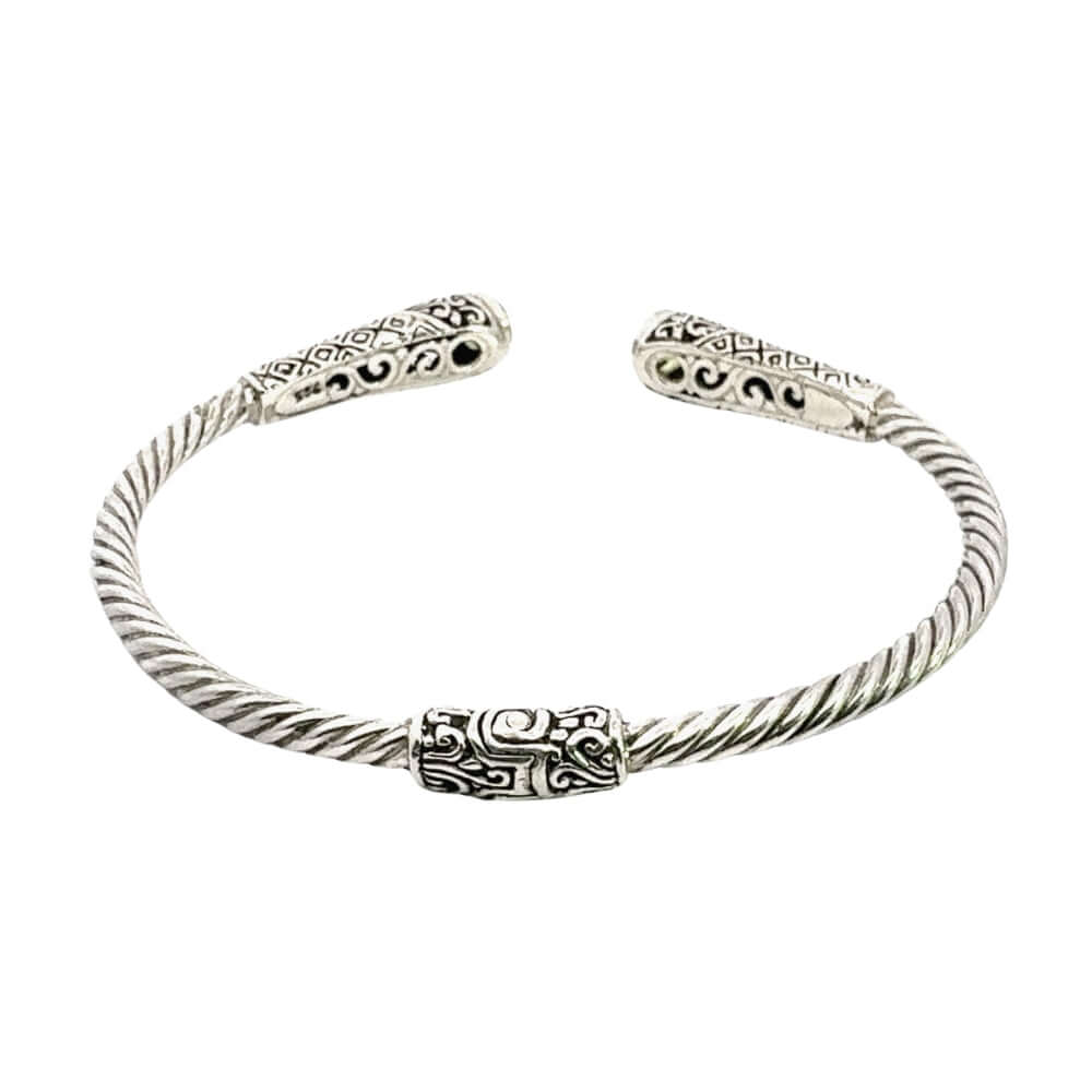 Silver Peridot Cuff Bangle back