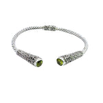 Silver Peridot Cuff Bangle front