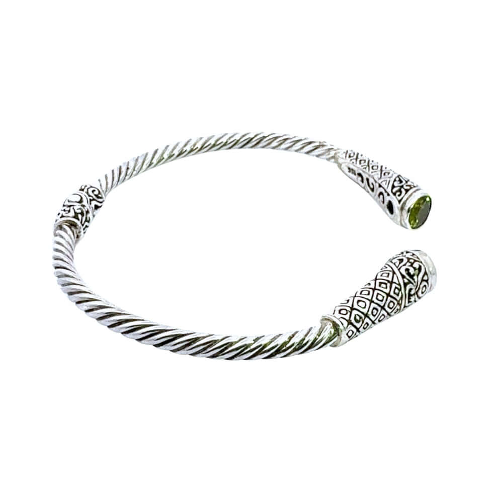 Silver Peridot Cuff Bangle other side
