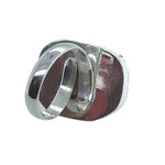 Adjustable Silver ring back on a white background