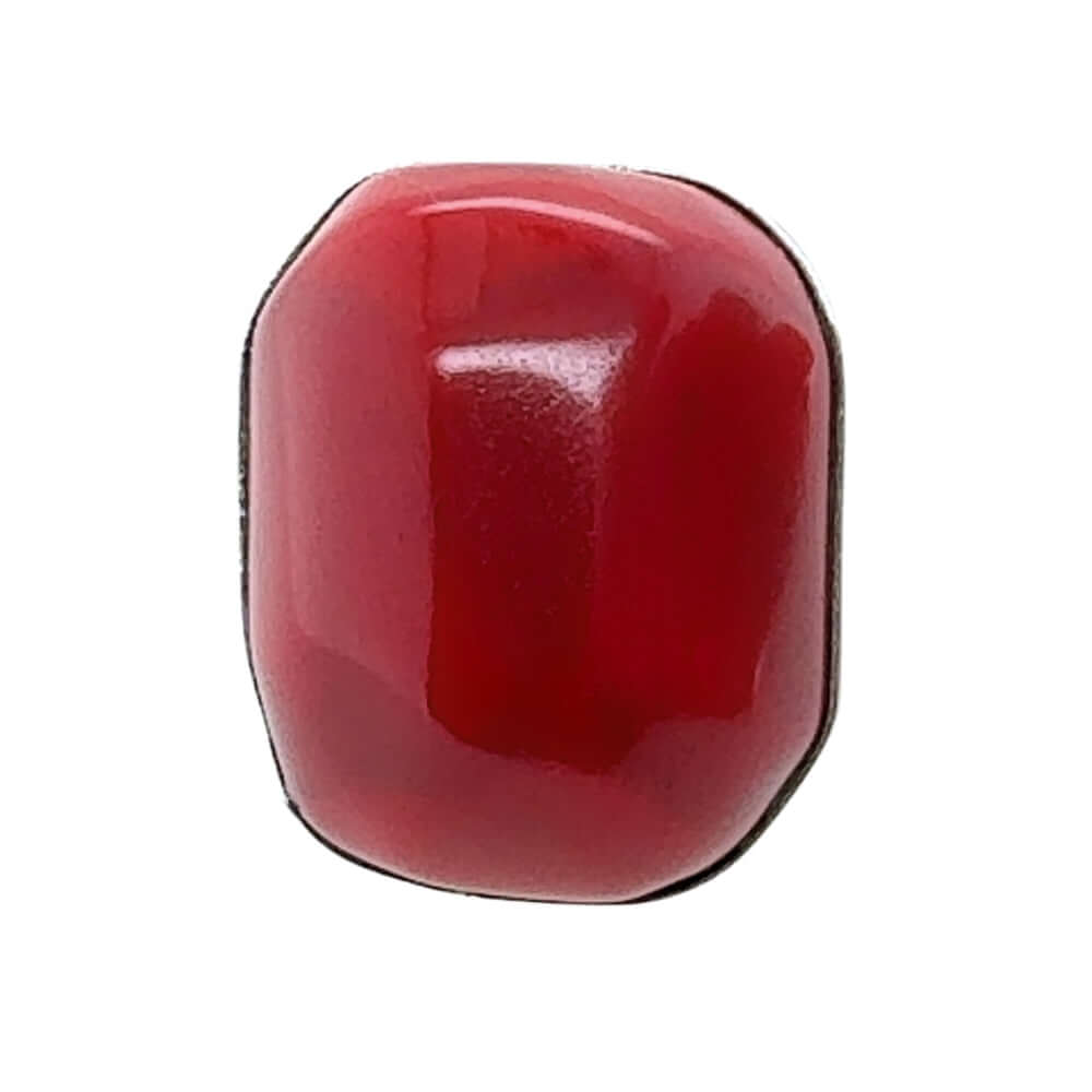 Silver Ring with Bold Red Coral front