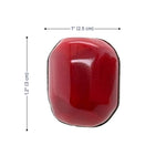 Red coral silver ring with dimensions labeled on a white background