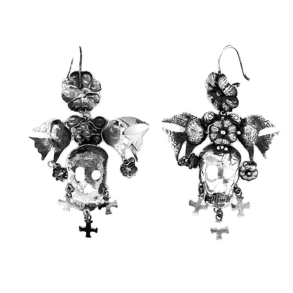     Skull-with-Big-Birds-Silver-Earrings-back-Nueve-Sterling