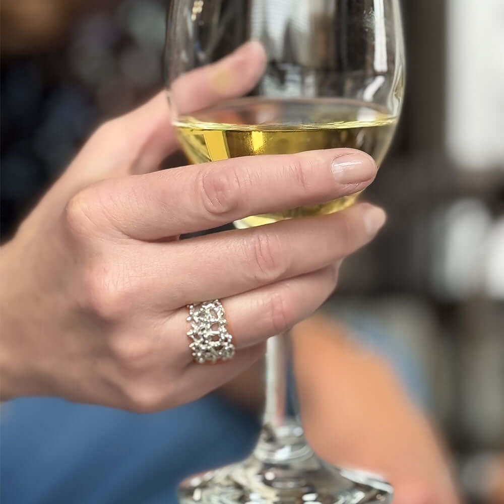 Sophisticated-Sterling-Silver-Textured-Ring-with-model-Nueve-Sterling