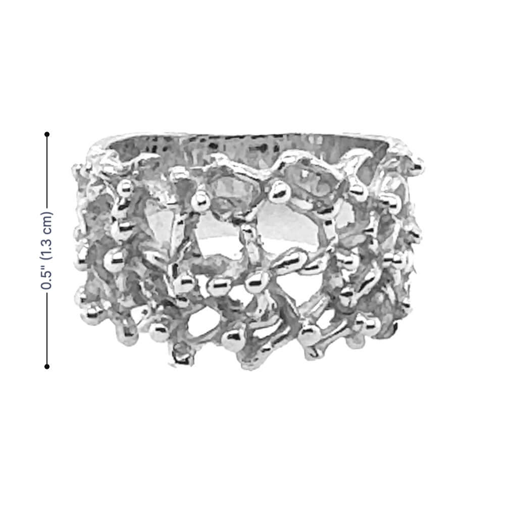Sophisticated Sterling Silver Textured Ring measurements Nueve Sterling
