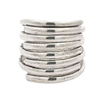 Silver ring made of silver rings on a white background