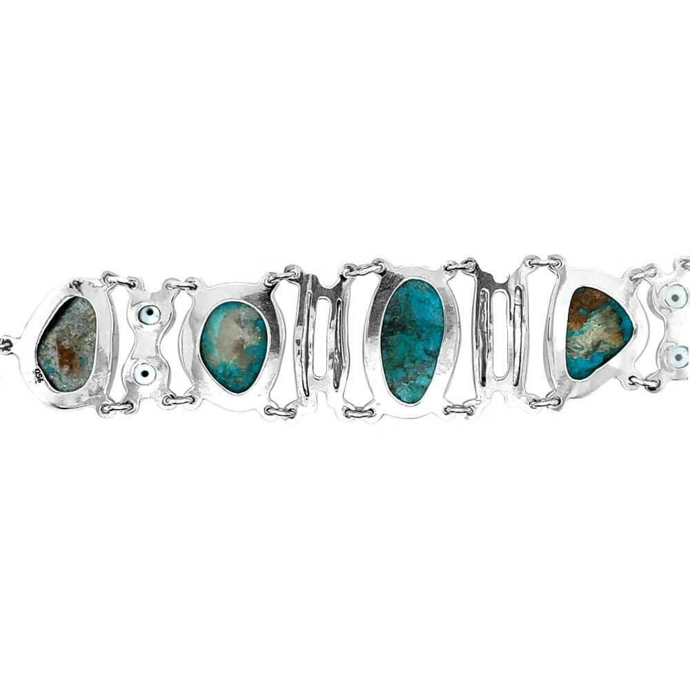 Statement-950-Silver-Bracelet-with-Turquoise-and-Pearls-back-Nueve-Sterling