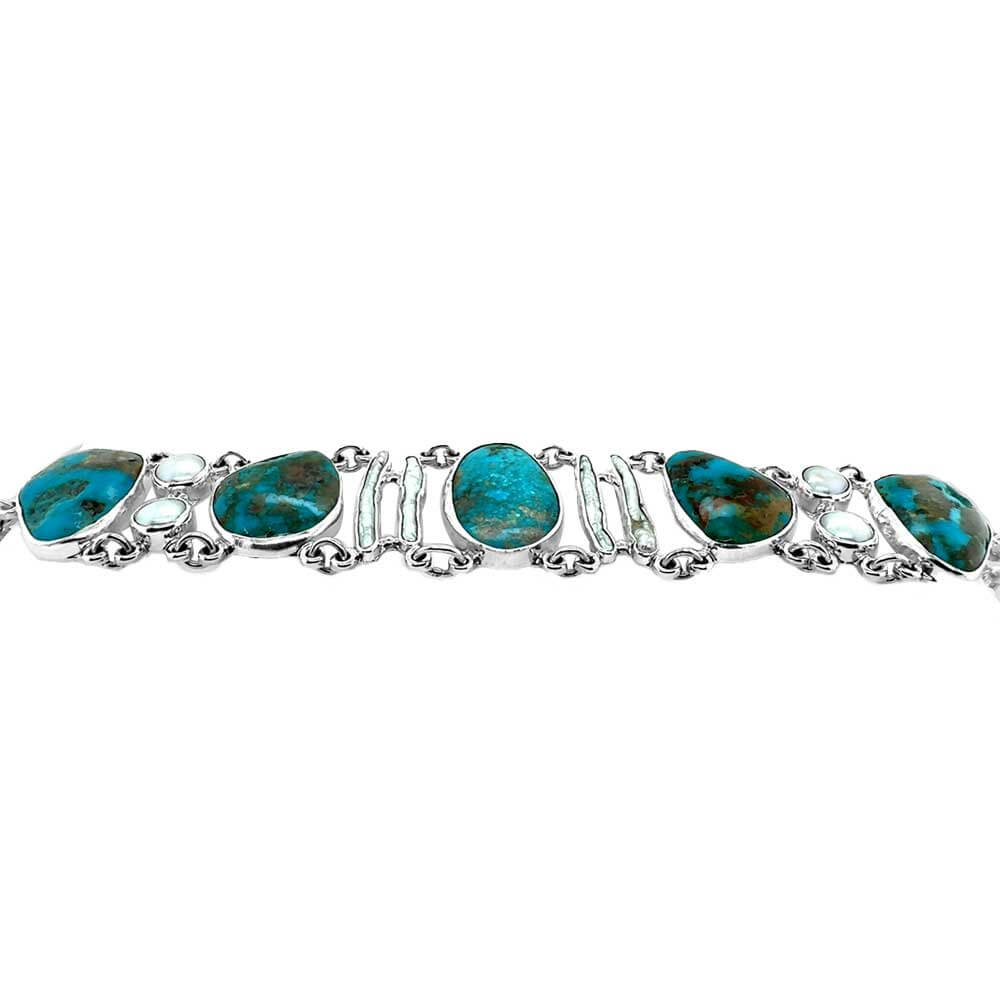 Statement-950-Silver-Bracelet-with-Turquoise-and-Pearls-side-Nueve-Sterling